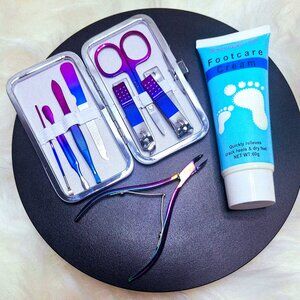 Manicure Set | 8-Piece Nail Kit + Foot Cream | Self Care Gift Set